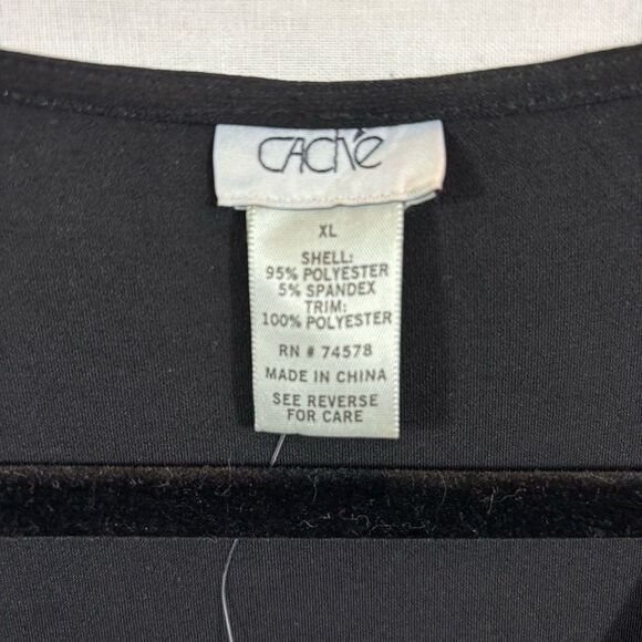 New with Tags Cache Black Long Sleeve V Neck Dress with Faux‎ Leather Detail XL - Picture 4 of 13